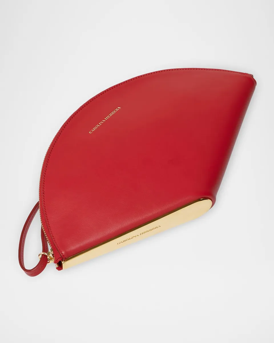 Carolina Herrera Consuelo Fan-Shaped Leather Clutch Bag | Thumbnail 4 Carolina Herrera Consuelo Fan-Shaped Leather Clutch Bag | Thumbnail 4