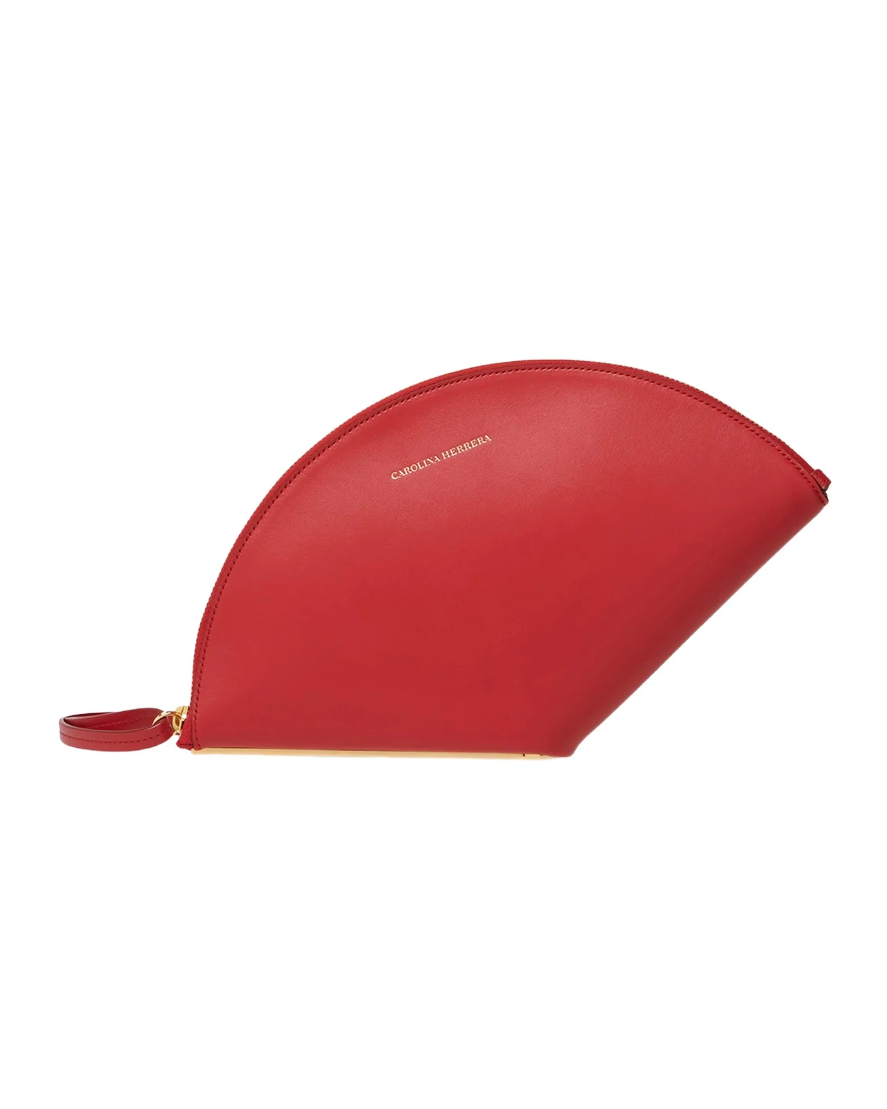 Carolina Herrera Consuelo Fan-Shaped Leather Clutch Bag