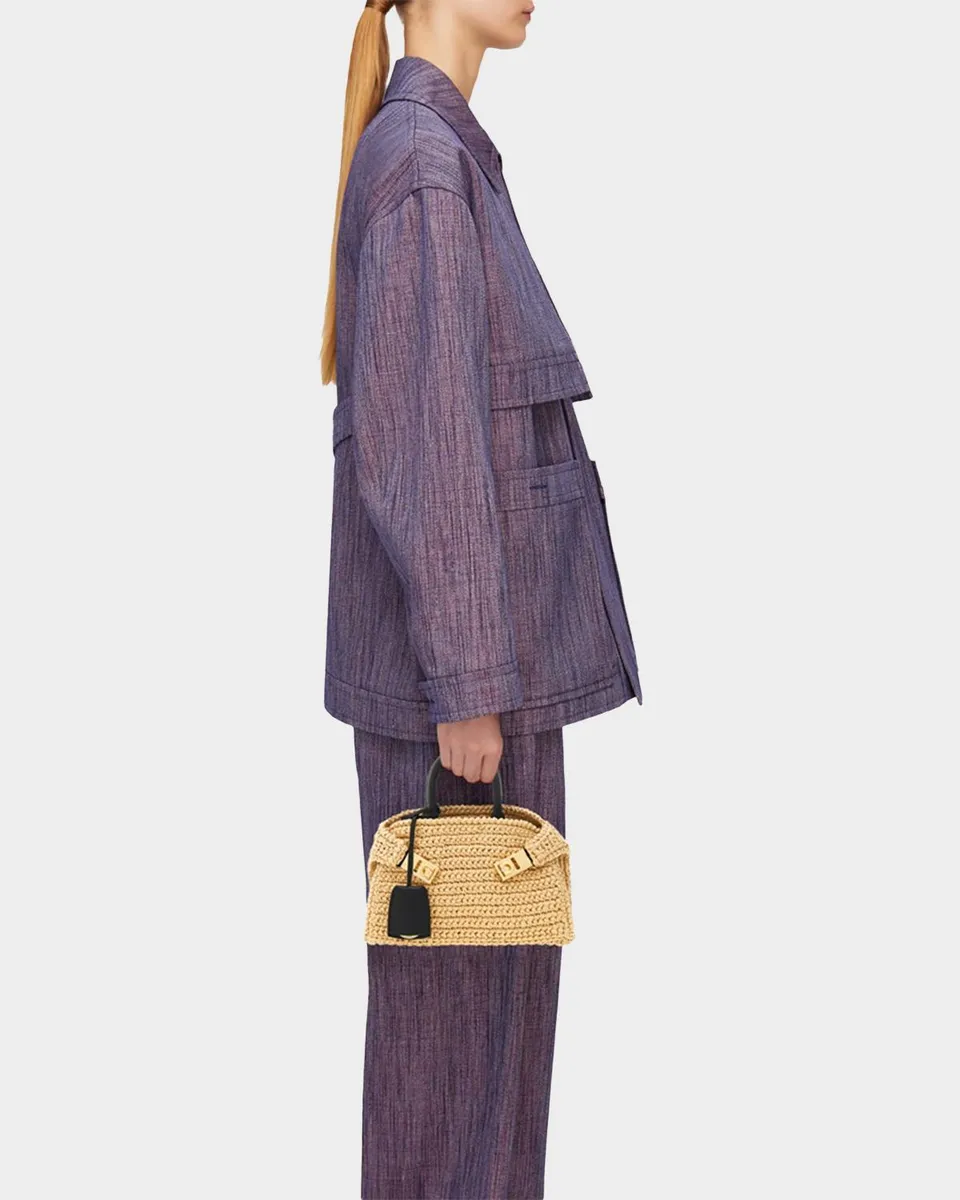 Ferragamo Hug Mini Crochet Raffia Top-Handle Bag | Thumbnail 2 Ferragamo Hug Mini Crochet Raffia Top-Handle Bag | Thumbnail 2