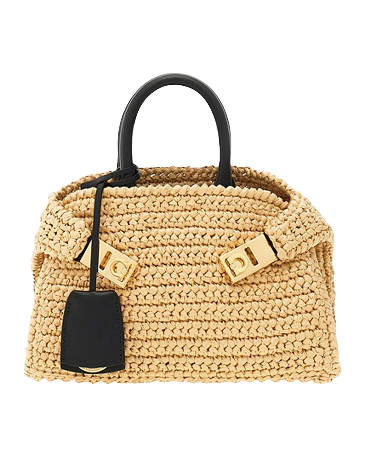 Hug Mini Crochet Raffia Top-Handle Bag