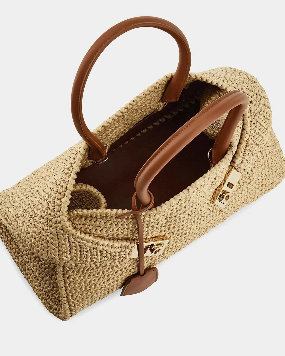 Ferragamo Hug Medium Gancini Raffia Top Handle Bag | Thumbnail 4