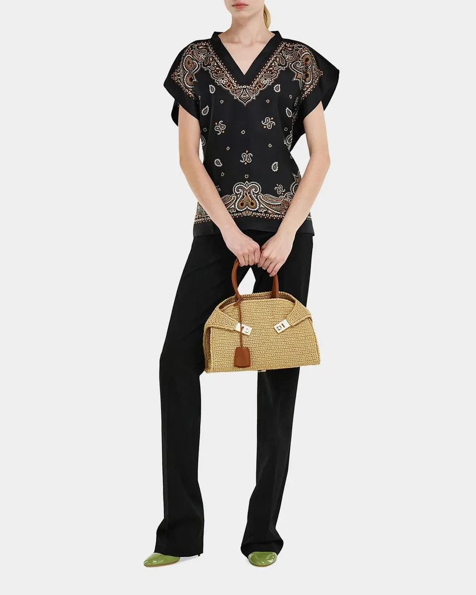 Ferragamo Hug Medium Gancini Raffia Top Handle Bag | Thumbnail 5