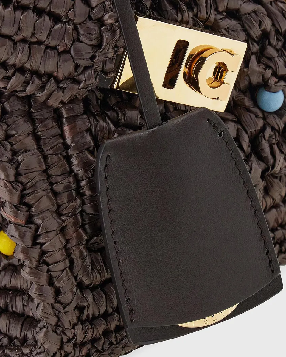 Ferragamo Hug Beaded Raffia Top-Handle Bag | Thumbnail 4