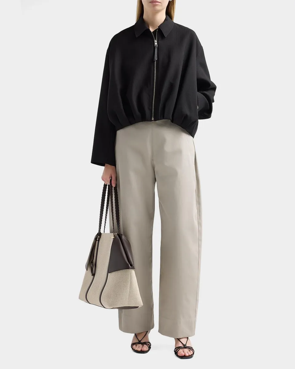 Ferragamo Scarf Braided Leather-Trim Canvas Tote Bag | Thumbnail 2 Ferragamo Scarf Braided Leather-Trim Canvas Tote Bag | Thumbnail 2