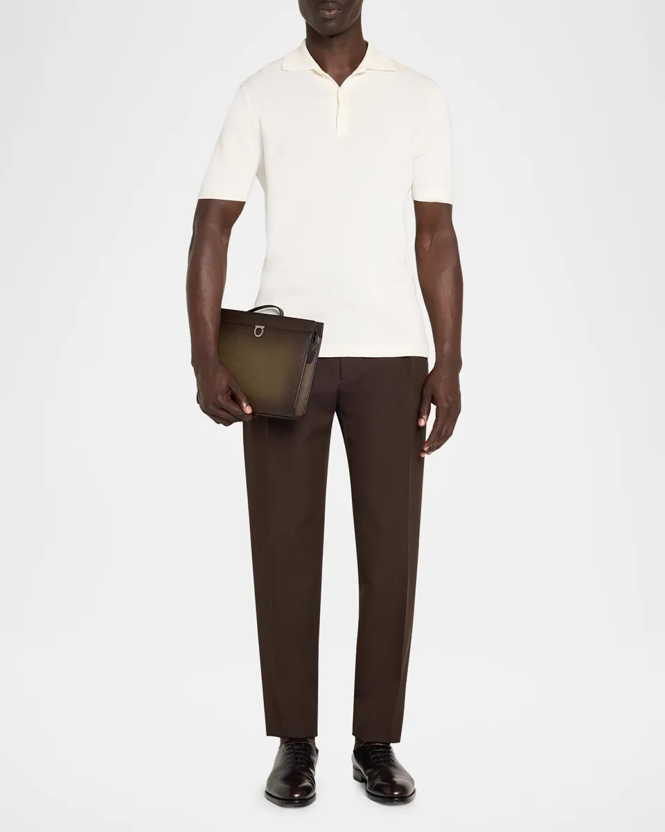 Ferragamo Men's Gancio Hammered Leather Zip Pouch | Thumbnail 5 Ferragamo Men's Gancio Hammered Leather Zip Pouch | Thumbnail 5