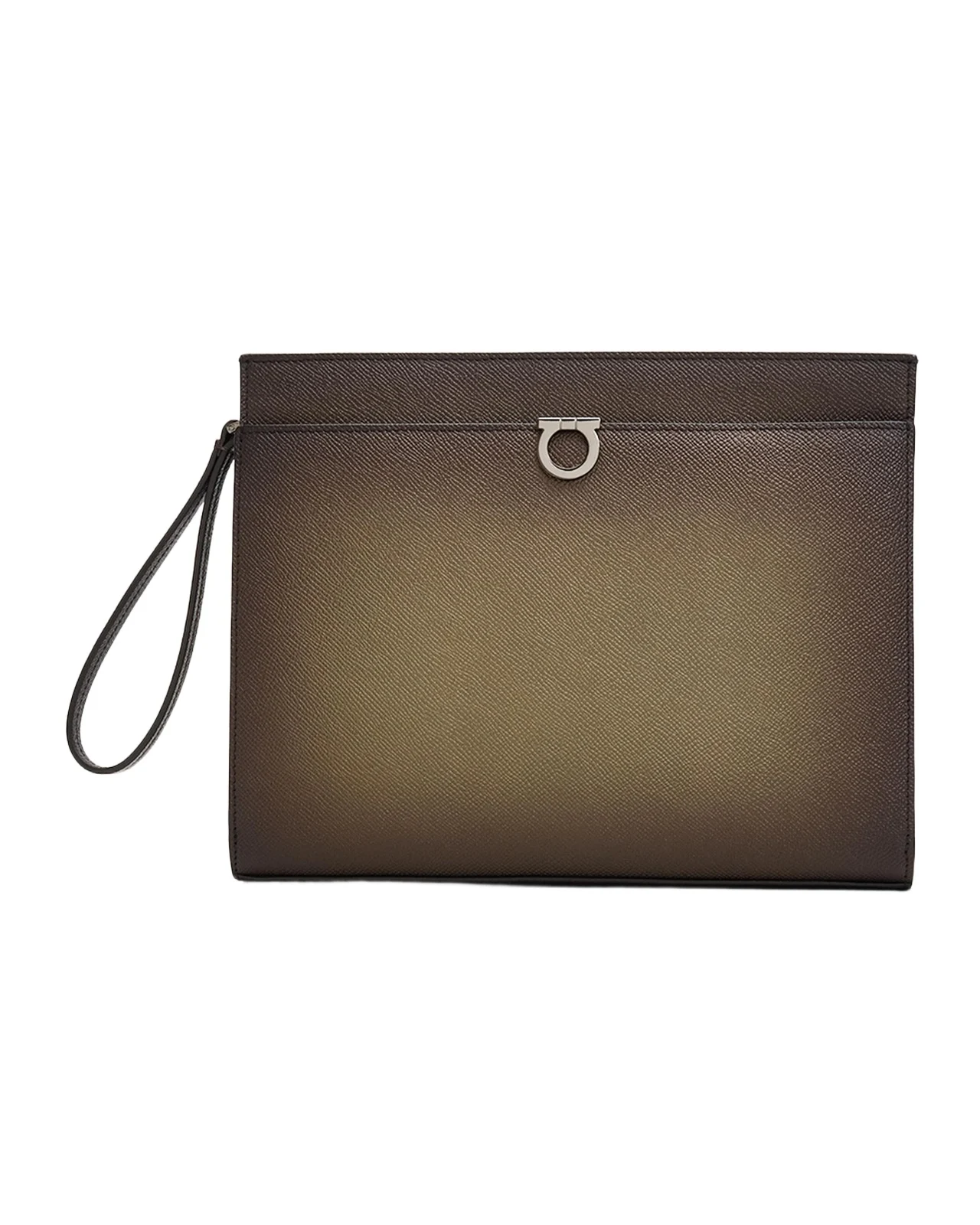 Ferragamo Men's Gancio Hammered Leather Zip Pouch