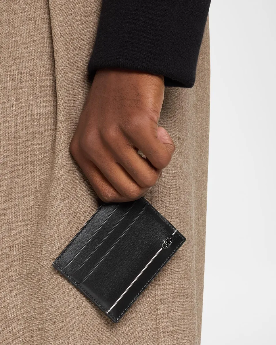 Ferragamo Men's Gancini Leather Card Holder | Thumbnail 2