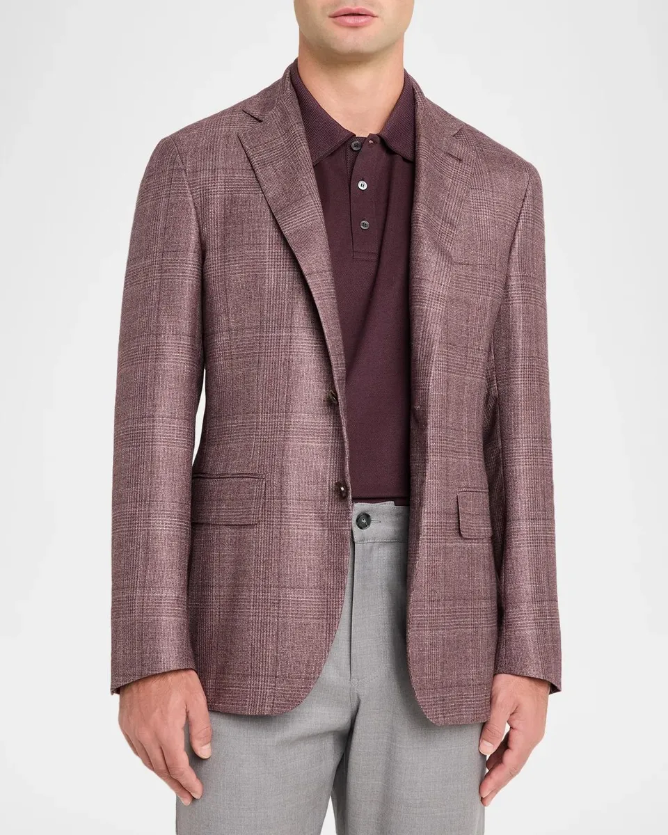 Canali Men's Kei Glen Plaid Two-Button Sport Coat | Thumbnail 4