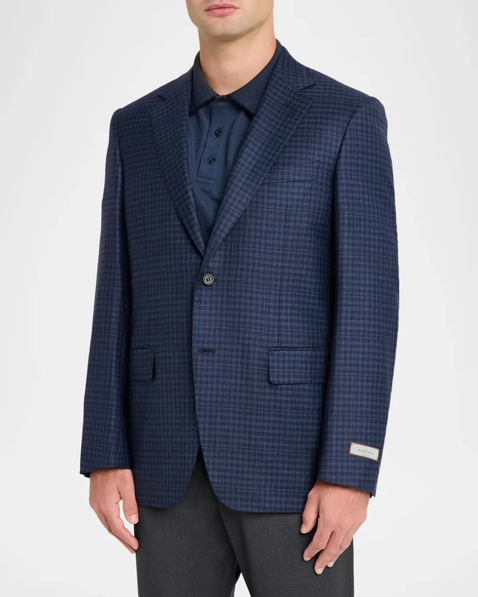 Canali Men's Micro-Check Wool Sport Coat | Thumbnail 4