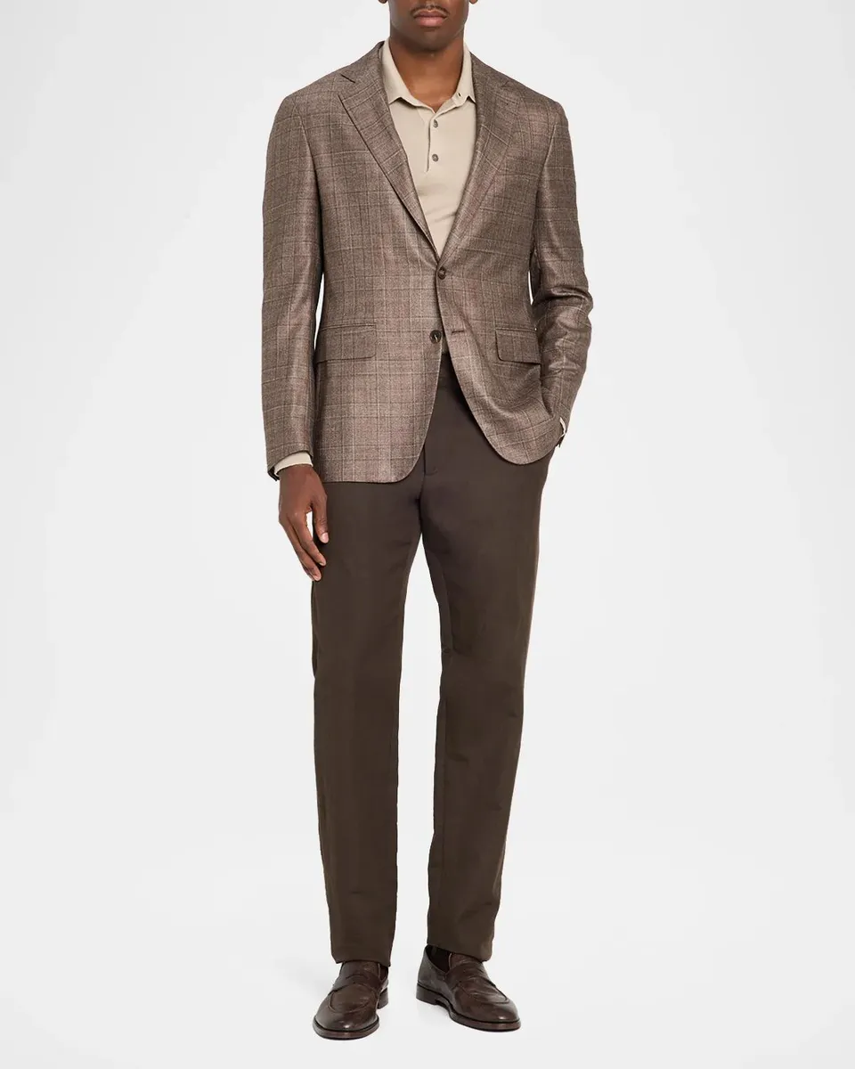 Canali Men's Plaid Silk-Cashmere Two-Button Sport Coat | Thumbnail 2