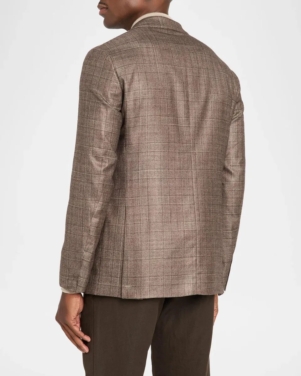 Canali Men's Plaid Silk-Cashmere Two-Button Sport Coat | Thumbnail 3