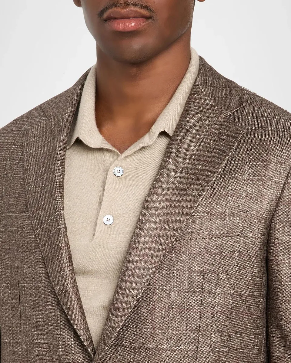 Canali Men's Plaid Silk-Cashmere Two-Button Sport Coat | Thumbnail 5