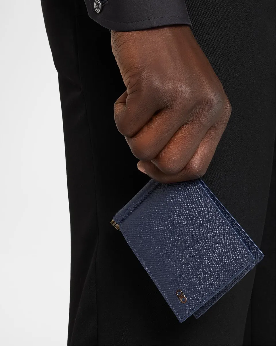 Ferragamo Men's Leather Micro-Gancio Money Clip Wallet | Thumbnail 2 Ferragamo Men's Leather Micro-Gancio Money Clip Wallet | Thumbnail 2