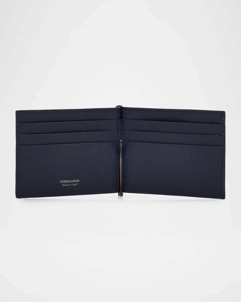 Ferragamo Men's Leather Micro-Gancio Money Clip Wallet | Thumbnail 3 Ferragamo Men's Leather Micro-Gancio Money Clip Wallet | Thumbnail 3