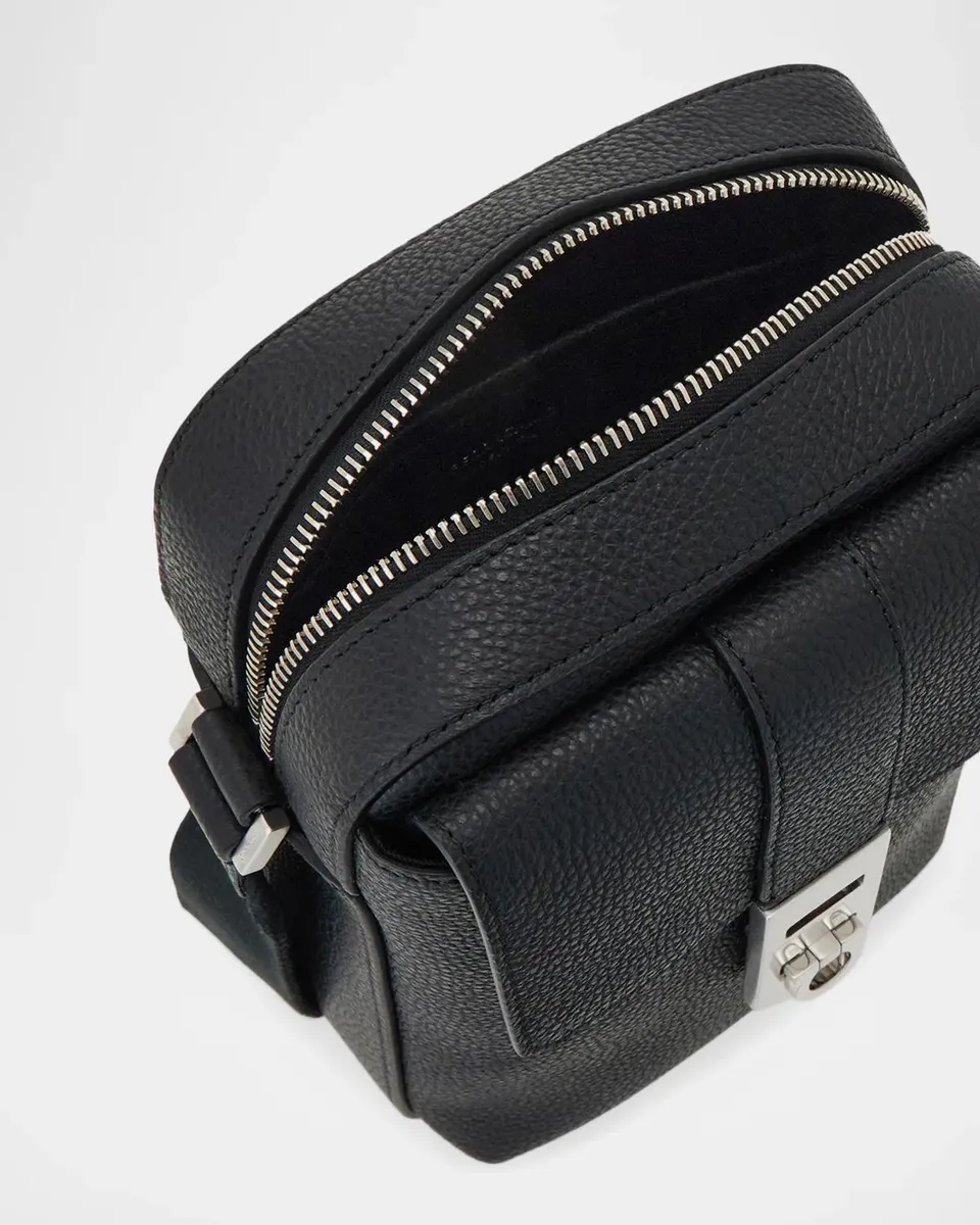 Ferragamo Men's Hug Buckle Leather Crossbody Bag | Thumbnail 4