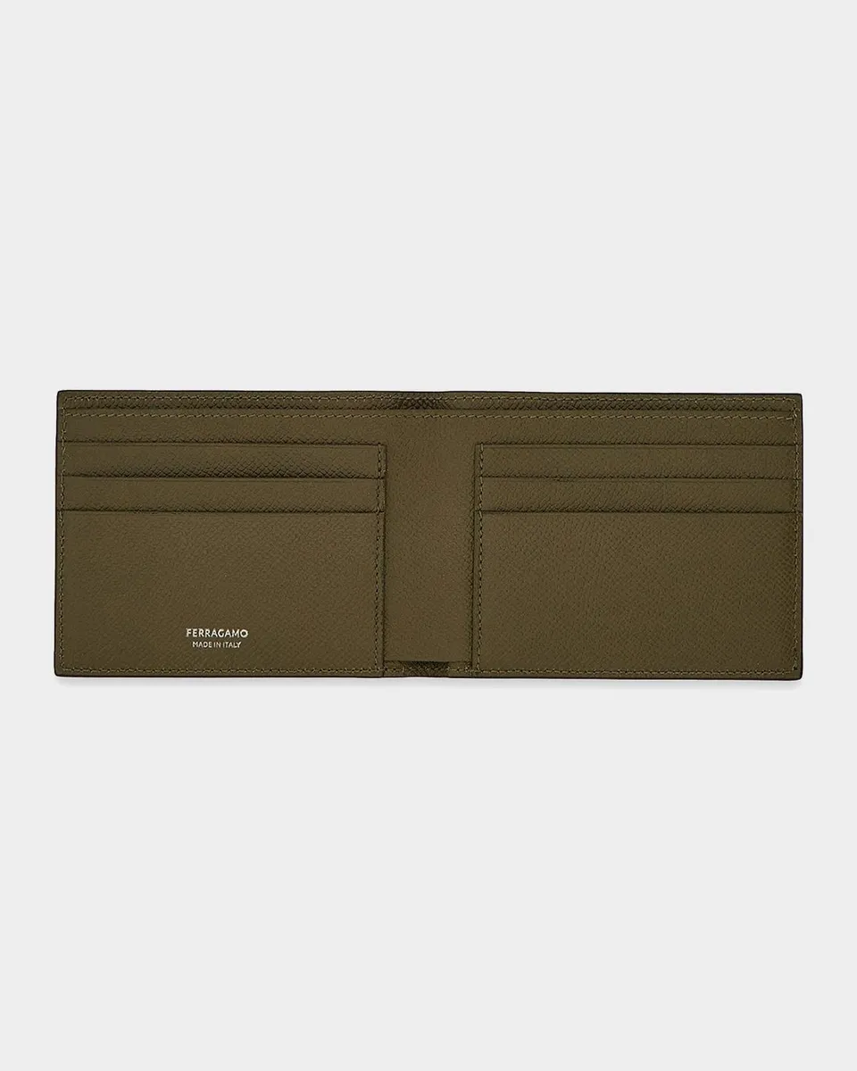 Ferragamo Men's Micro-Gancio Hammered Leather Bifold Wallet | Thumbnail 2 Ferragamo Men's Micro-Gancio Hammered Leather Bifold Wallet | Thumbnail 2
