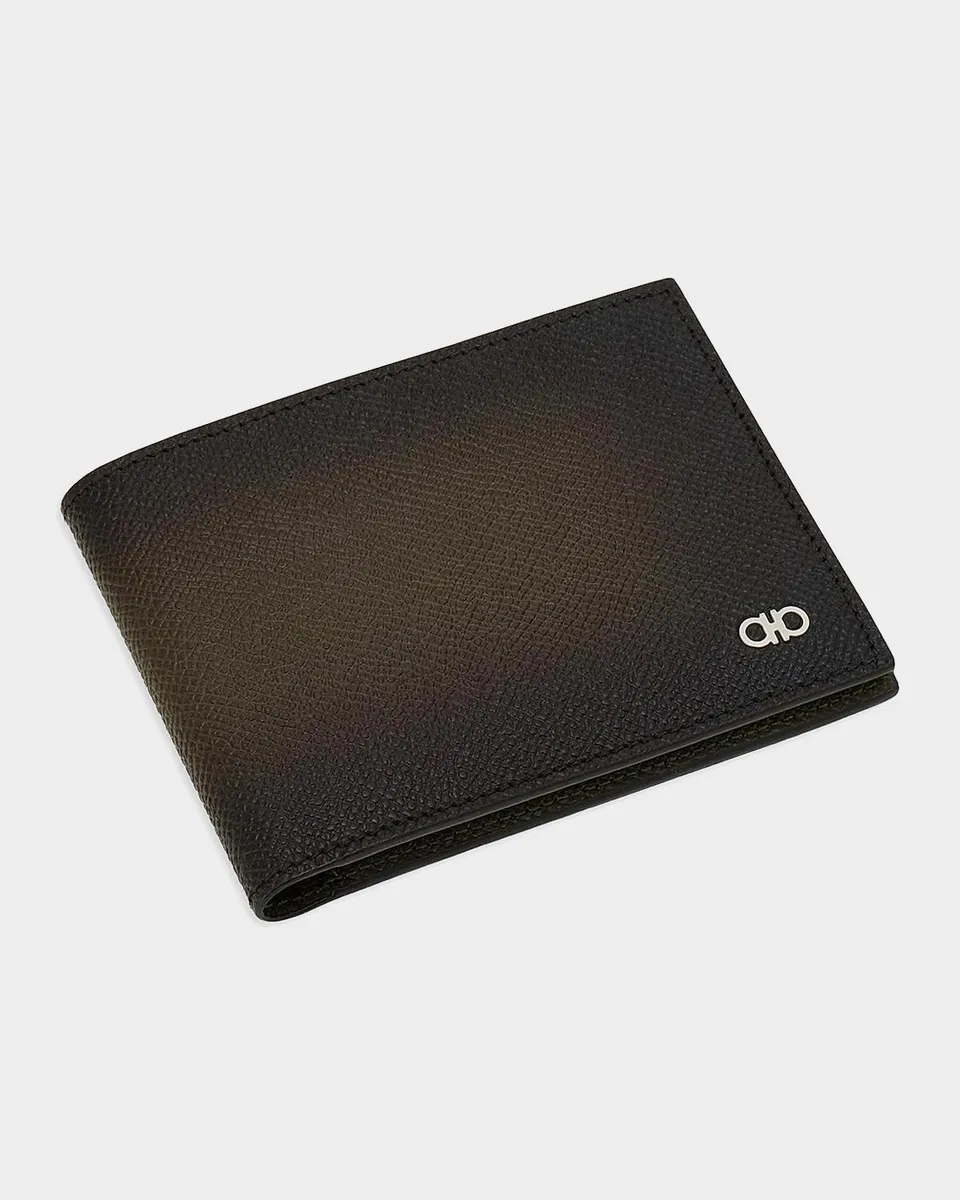 Ferragamo Men's Micro-Gancio Hammered Leather Bifold Wallet | Thumbnail 4 Ferragamo Men's Micro-Gancio Hammered Leather Bifold Wallet | Thumbnail 4