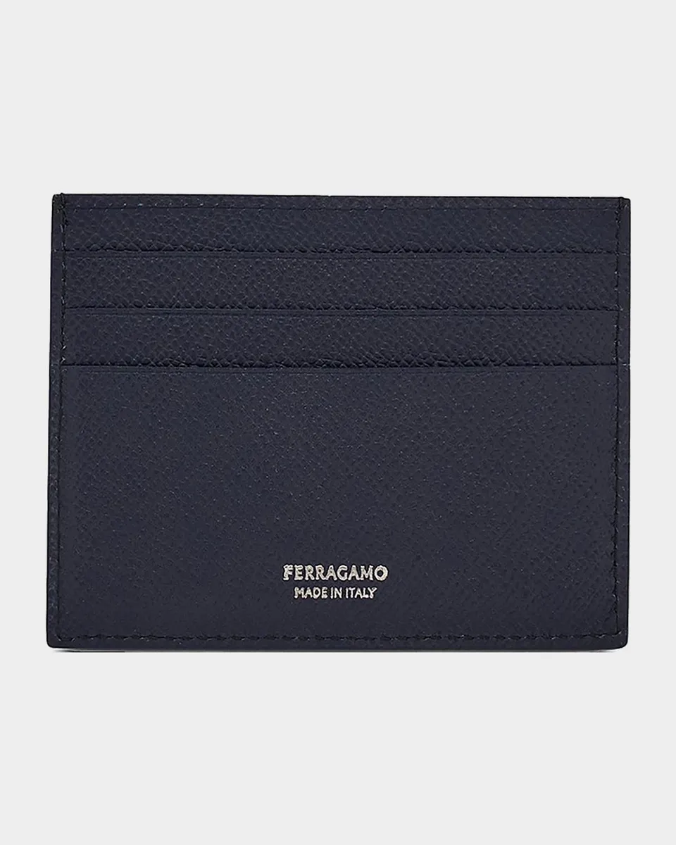 Ferragamo Men's Micro-Gancio Leather Card Holder | Thumbnail 2