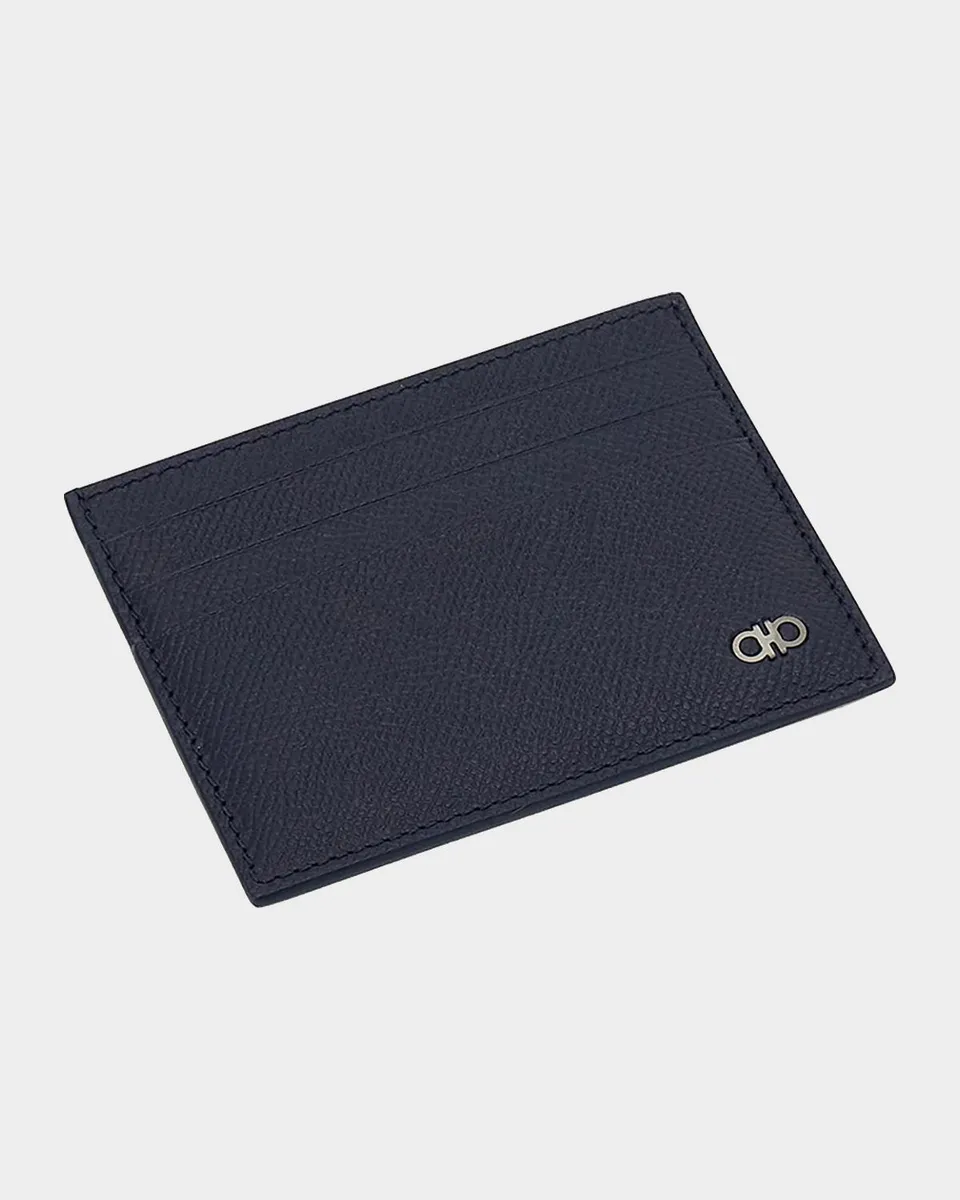 Ferragamo Men's Micro-Gancio Leather Card Holder | Thumbnail 3