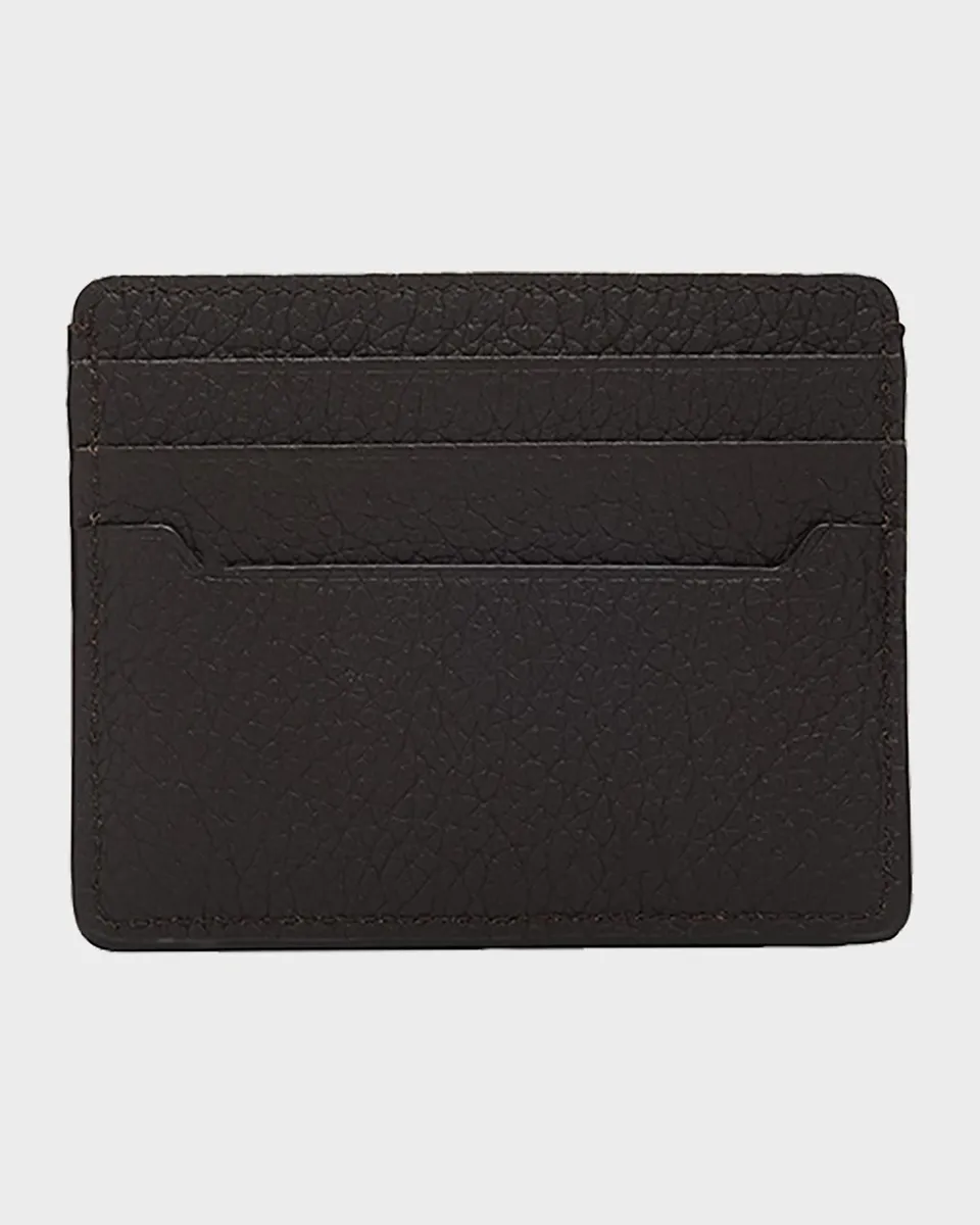 Brioni Men's Hammered Metal Plaque Card Holder in Grained Leather | Thumbnail 4 Brioni Men's Hammered Metal Plaque Card Holder in Grained Leather | Thumbnail 4
