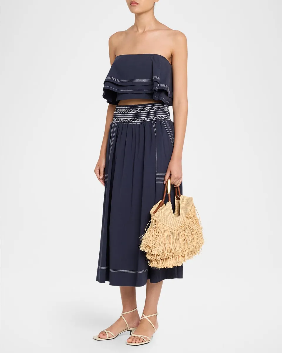 Zimmermann Goldentime Medium Ruffle Tote Bag in Raffia | Thumbnail 4