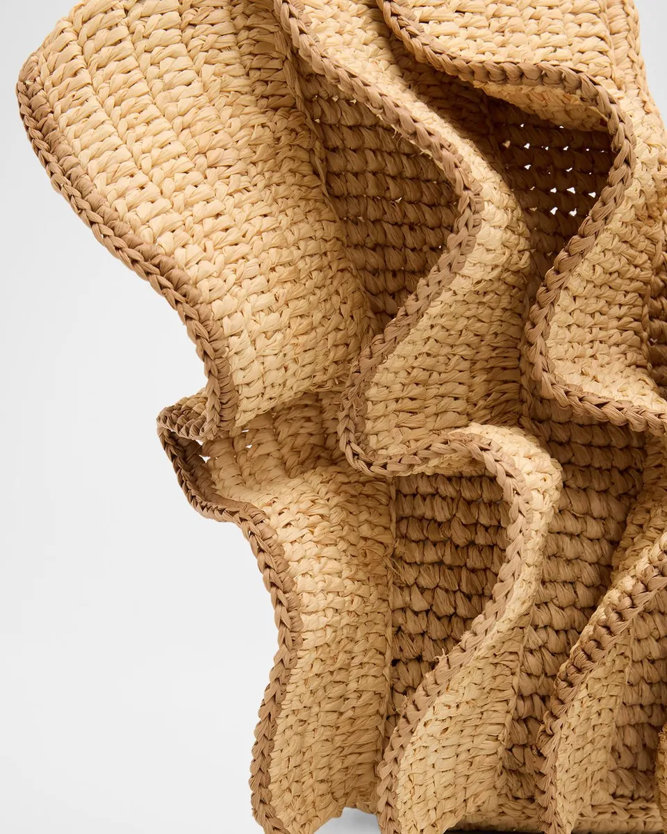 Zimmermann Goldentime Medium Ruffle Tote Bag in Raffia | Thumbnail 5
