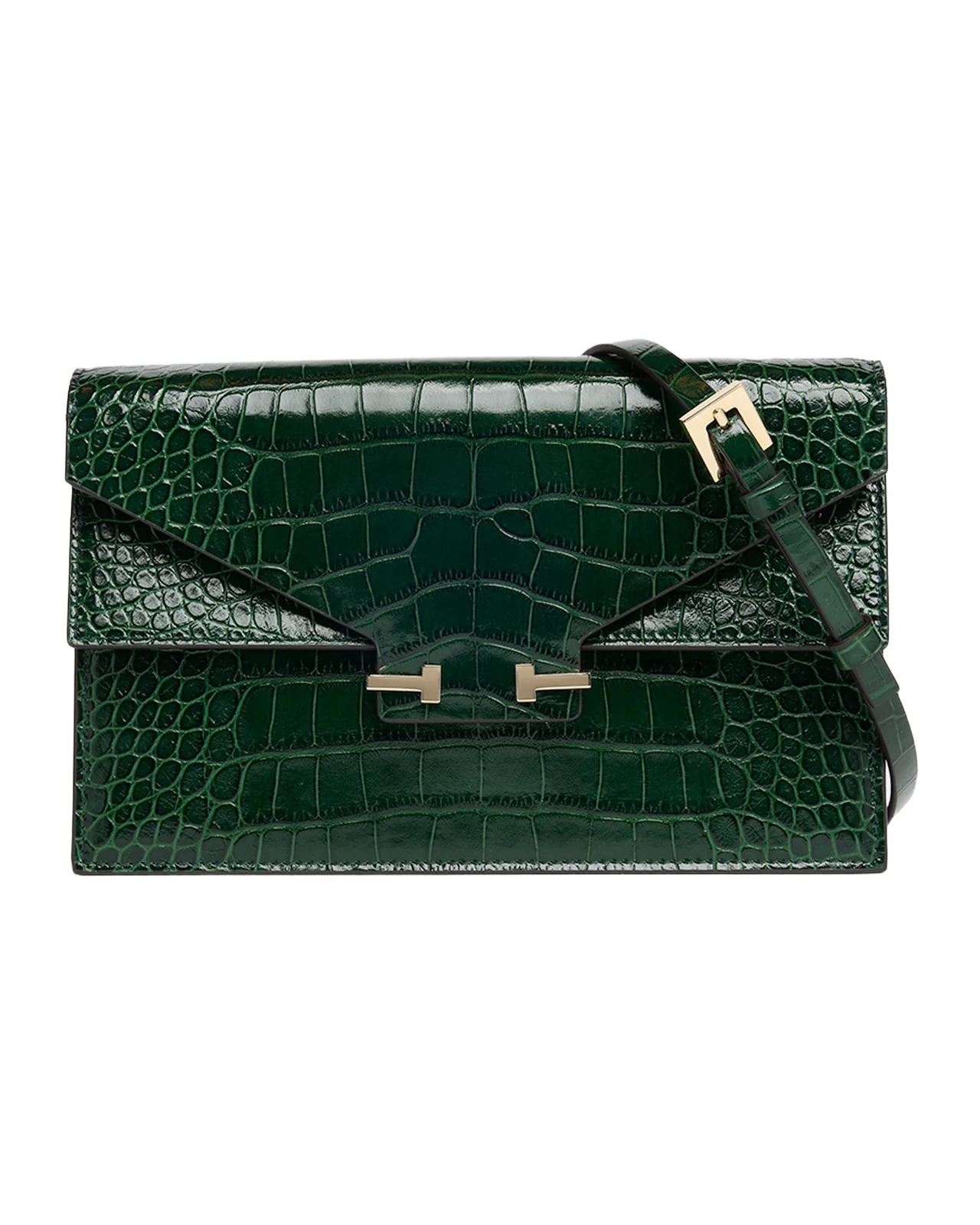 Tom Ford Small Croc-Embossed Leather T-Clasp Clutch Bag