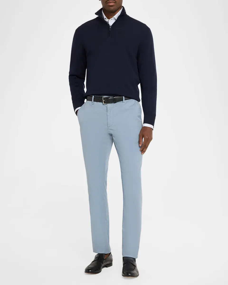 Canali Men's Cotton Twill Flat-Front Trousers | Thumbnail 2