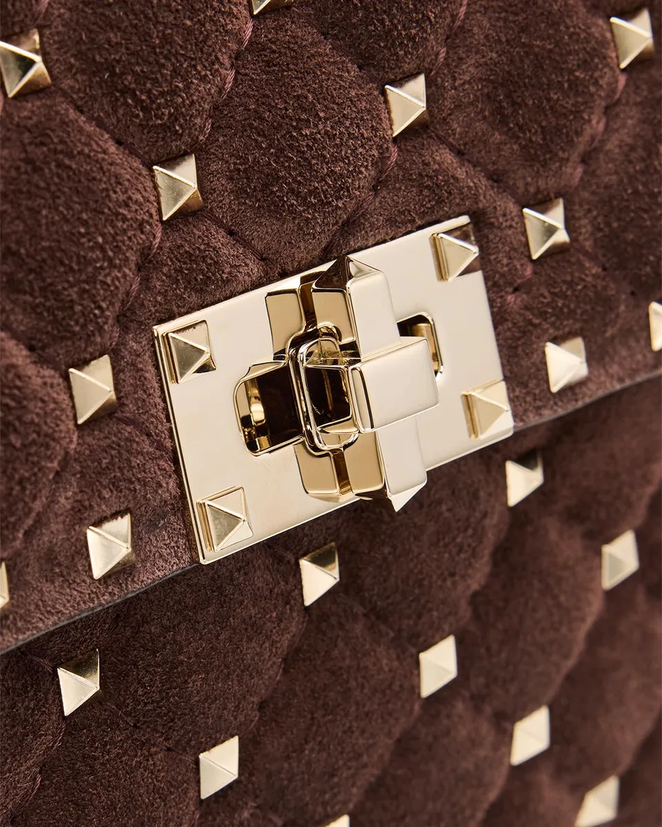 Valentino Garavani Quilted Rockstud Suede Shoulder Bag | Thumbnail 6 Valentino Garavani Quilted Rockstud Suede Shoulder Bag | Thumbnail 6