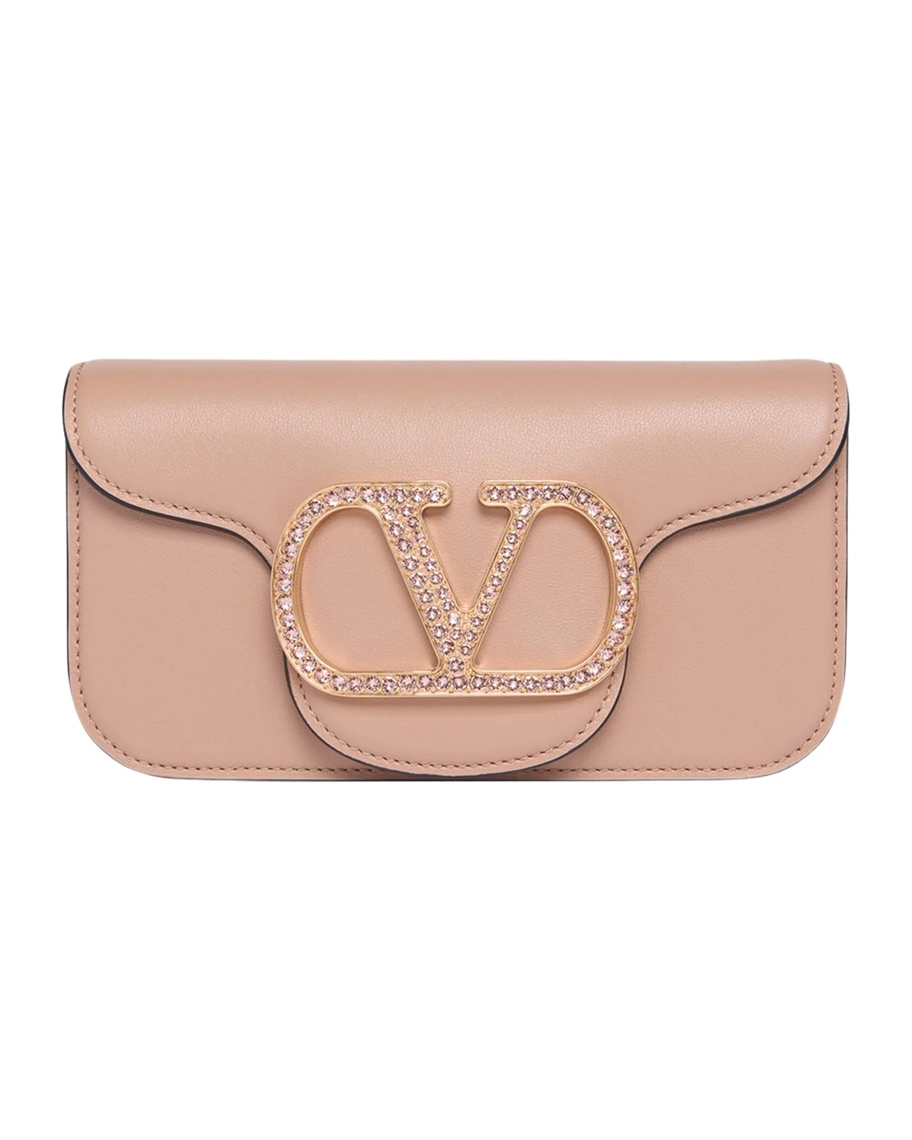 Valentino Garavani Loco Crystal VLogo Leather Shoulder Bag