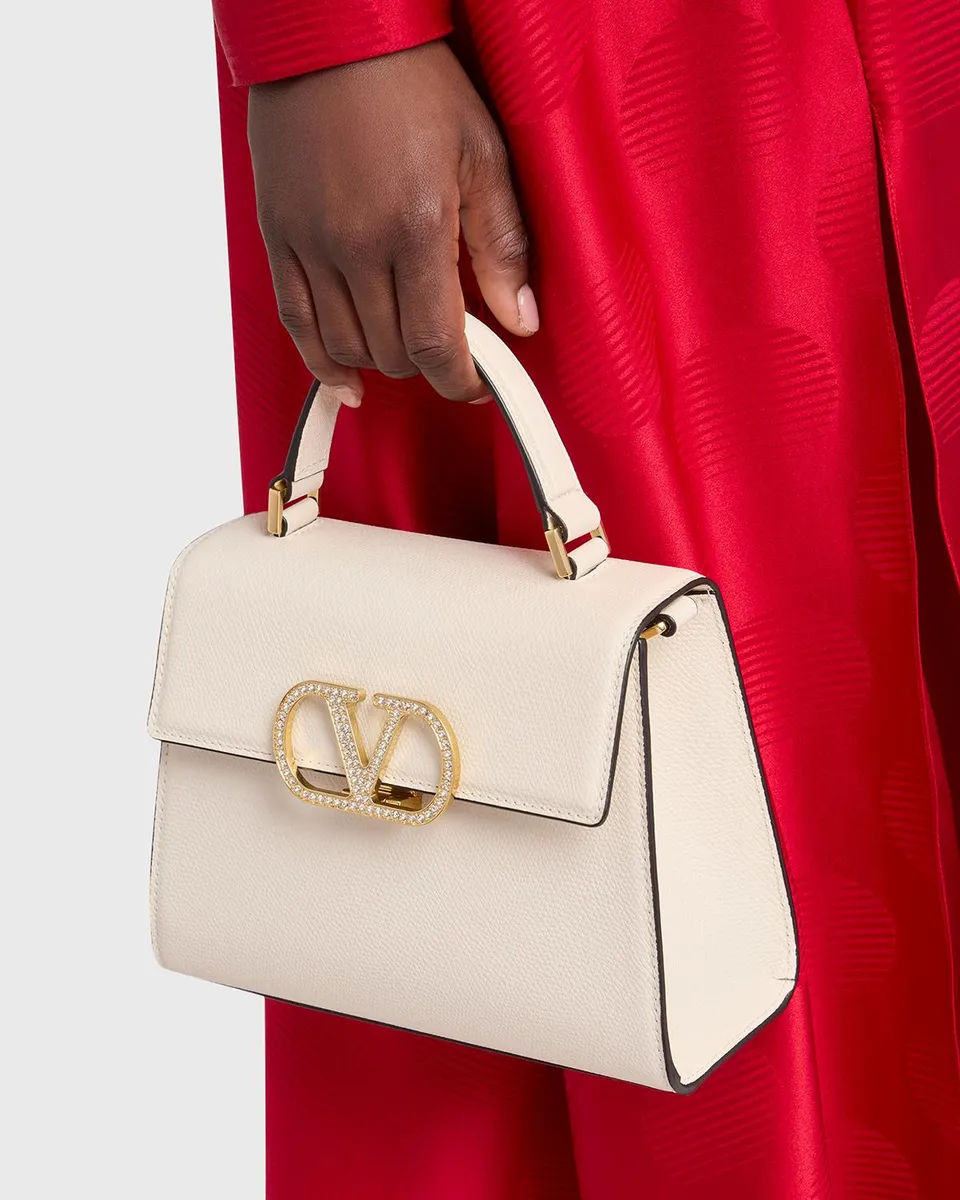 Valentino Garavani Small Crystal VLogo Leather Top-Handle Bag | Thumbnail 2 Valentino Garavani Small Crystal VLogo Leather Top-Handle Bag | Thumbnail 2