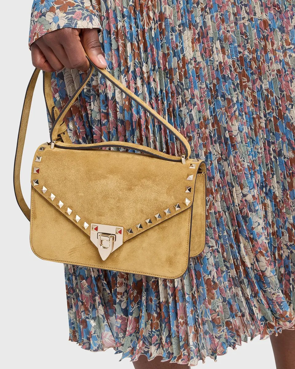 Valentino Garavani Rockstud Suede Shoulder Bag | Thumbnail 2 Valentino Garavani Rockstud Suede Shoulder Bag | Thumbnail 2