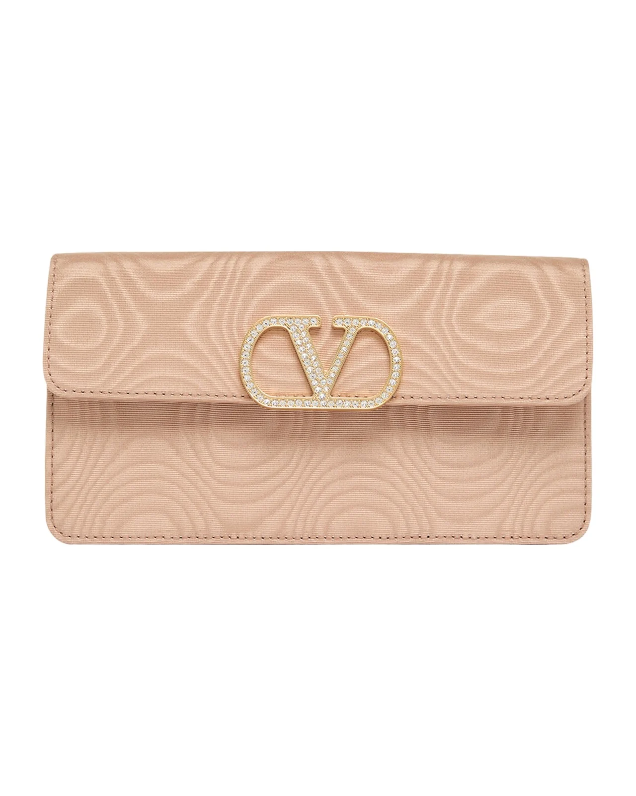 Valentino Garavani Crystal VLogo Moire Clutch Bag