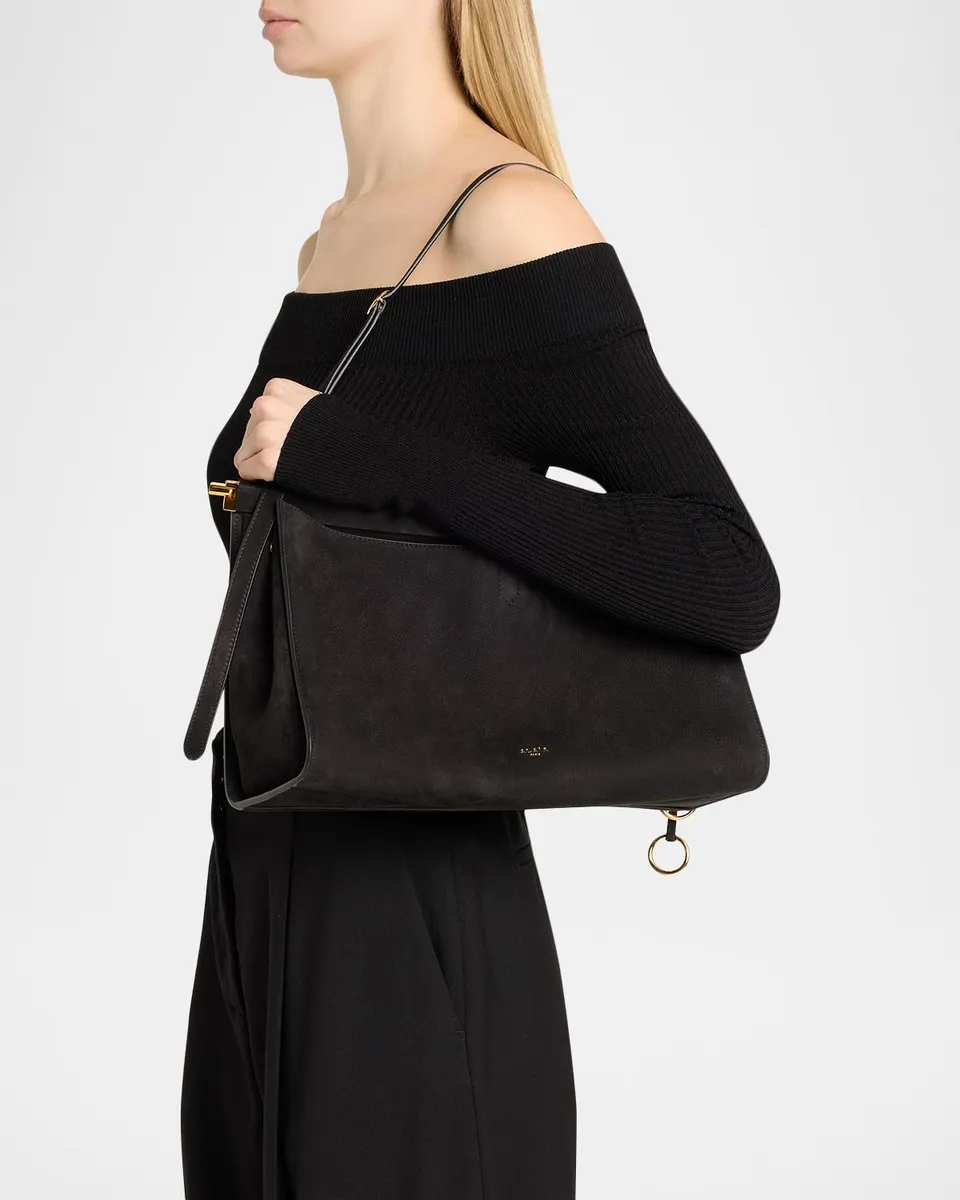 ALAÏA Le Click Large East-West Suede Shoulder Bag | Thumbnail 2 ALAÏA Le Click Large East-West Suede Shoulder Bag | Thumbnail 2