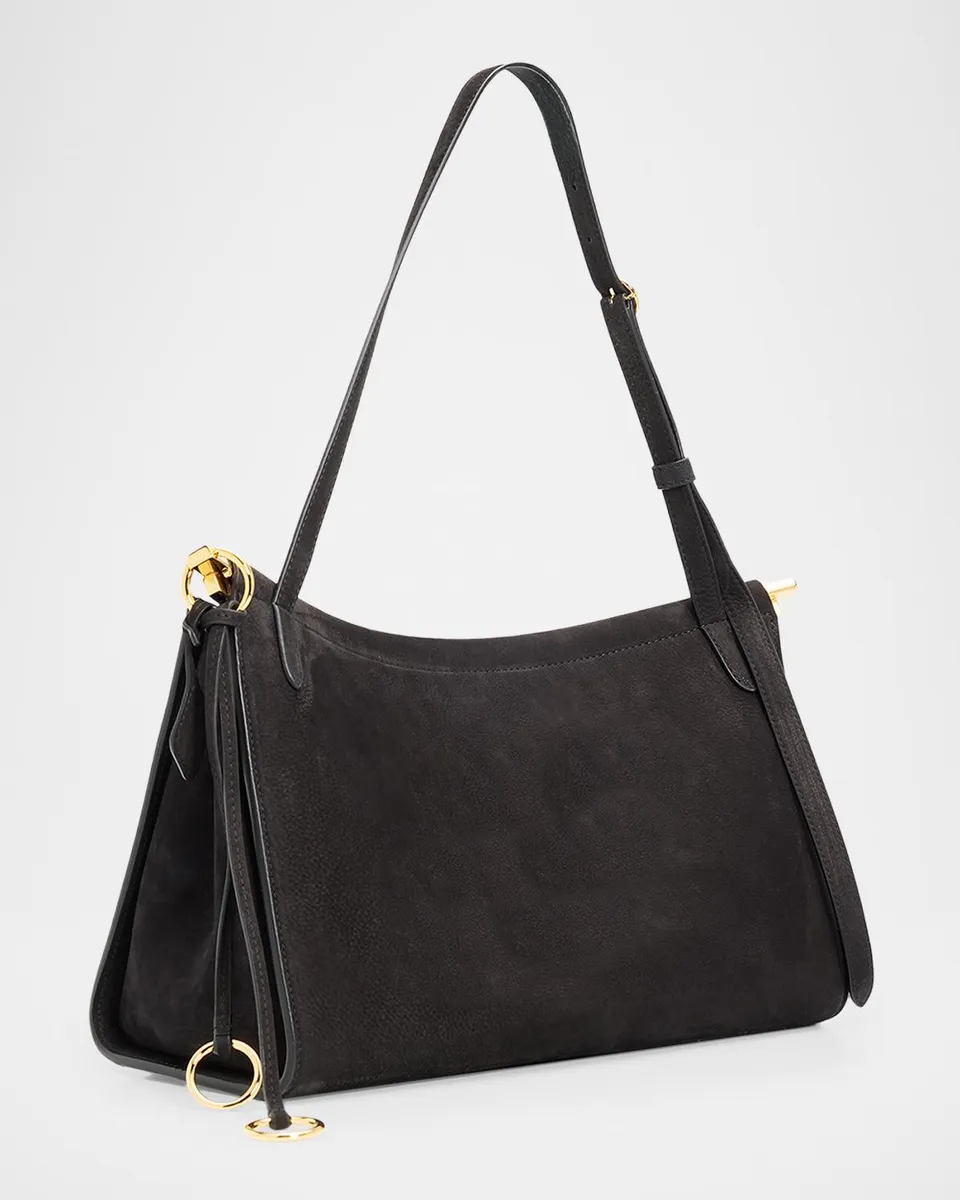 ALAÏA Le Click Large East-West Suede Shoulder Bag | Thumbnail 3 ALAÏA Le Click Large East-West Suede Shoulder Bag | Thumbnail 3