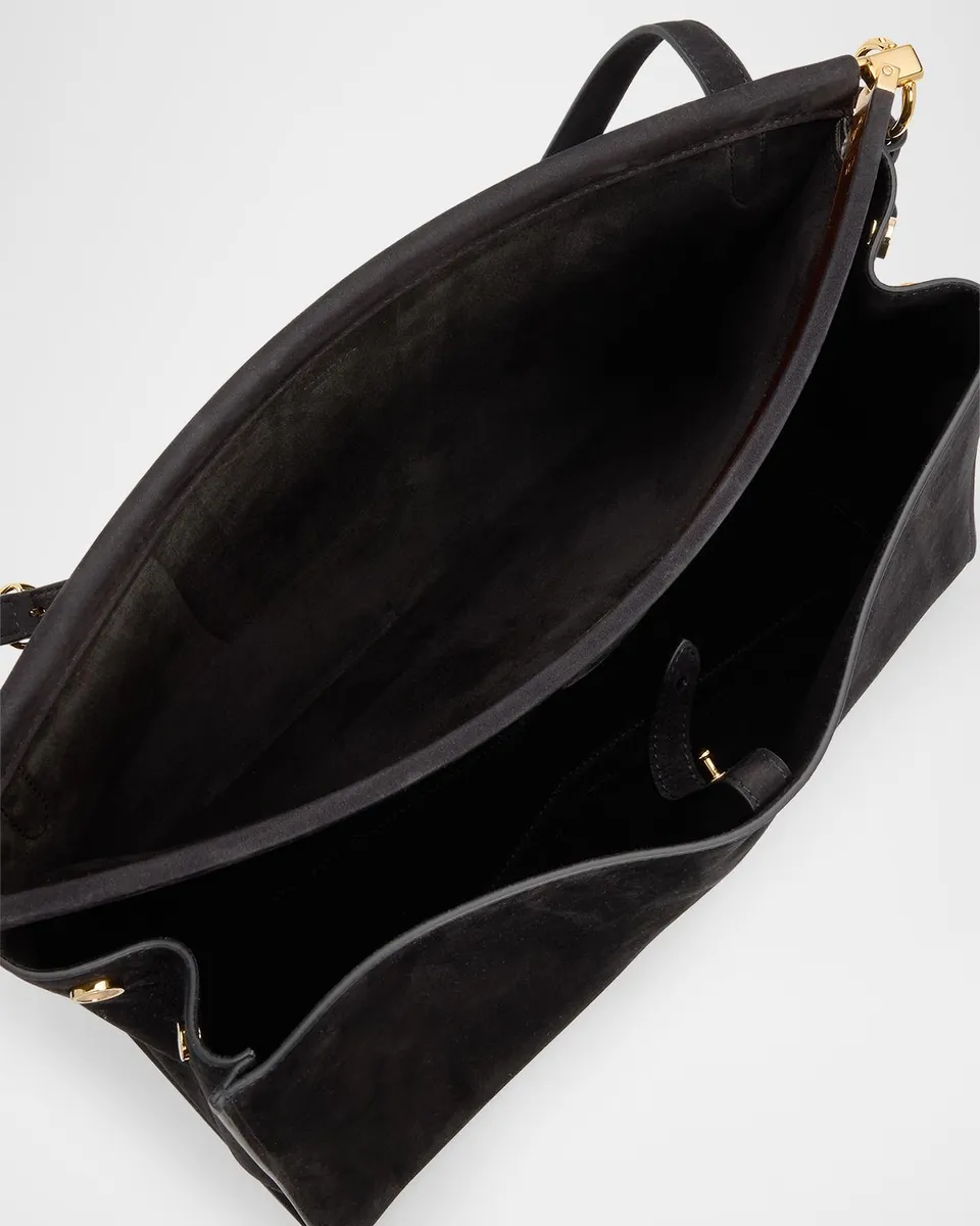 ALAÏA Le Click Large East-West Suede Shoulder Bag | Thumbnail 4 ALAÏA Le Click Large East-West Suede Shoulder Bag | Thumbnail 4