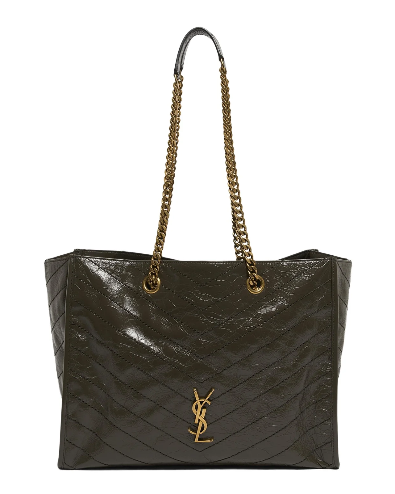 Saint Laurent Niki YSL Chevron Quilted Shopping Tote Bag