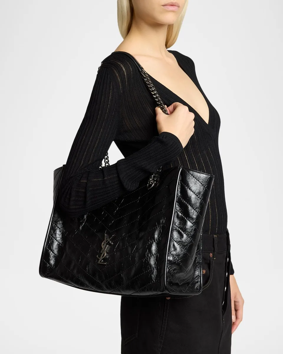 Saint Laurent Niki YSL Chevron Quilted Shopping Tote Bag | Thumbnail 2 Saint Laurent Niki YSL Chevron Quilted Shopping Tote Bag | Thumbnail 2