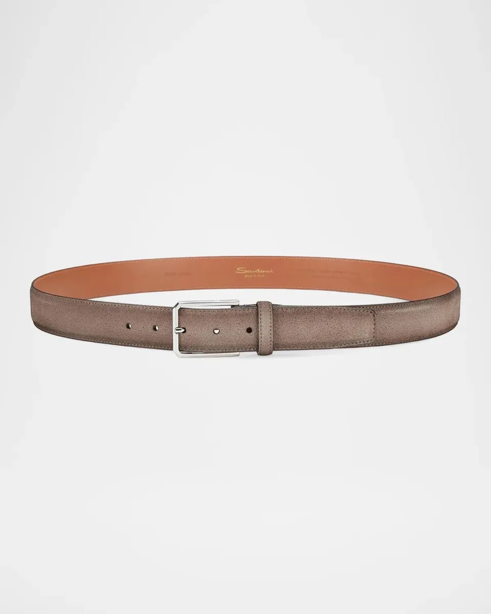 Santoni Men's Burnished Suede Belt | Thumbnail 2 Santoni Men's Burnished Suede Belt | Thumbnail 2