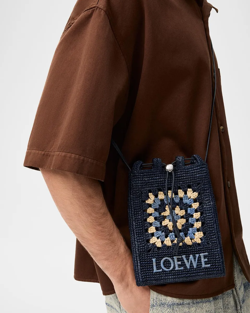 Loewe x Paula's Ibiza Crochet Raffia Pocket Crossbody Bag | Thumbnail 2