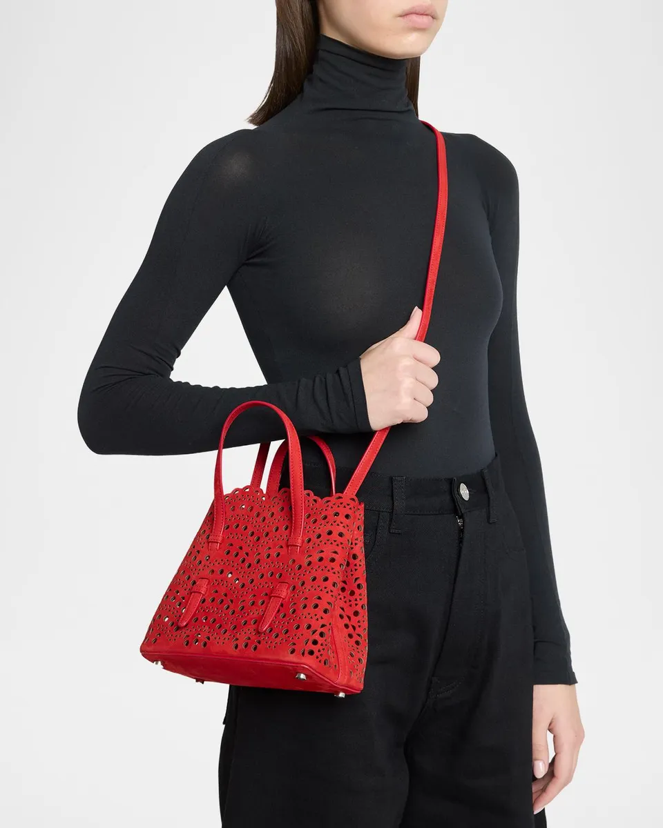 Alaïa Mina 20 Top-Handle Bag in Perforated Suede | Thumbnail 2 Alaïa Mina 20 Top-Handle Bag in Perforated Suede | Thumbnail 2