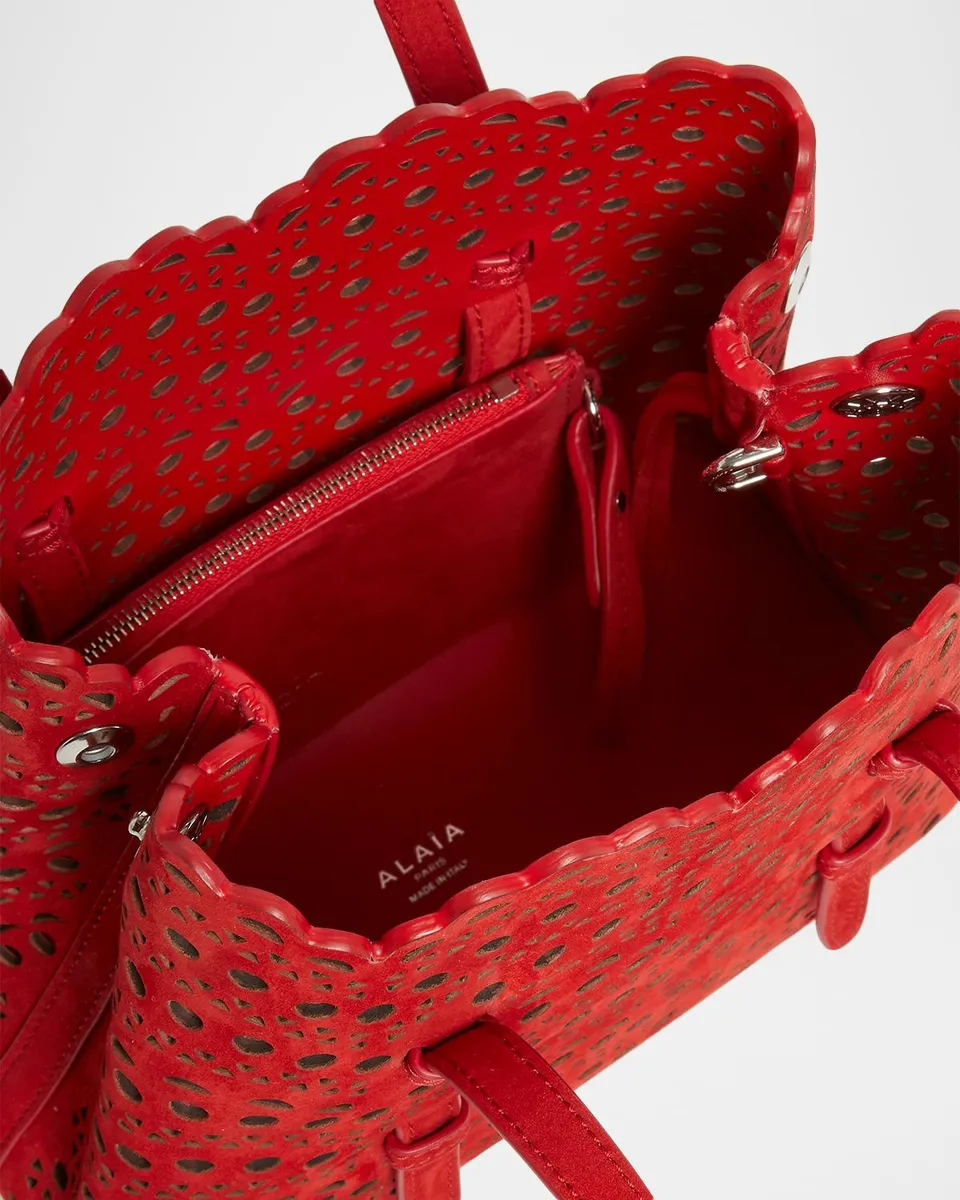Alaïa Mina 20 Top-Handle Bag in Perforated Suede | Thumbnail 4 Alaïa Mina 20 Top-Handle Bag in Perforated Suede | Thumbnail 4