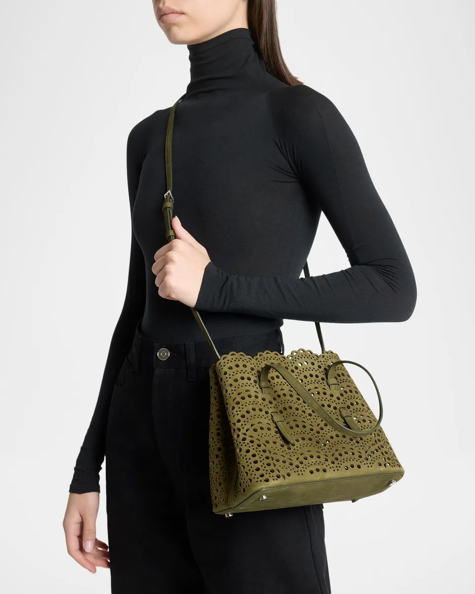 Alaïa Mina 20 Top-Handle Bag in Perforated Suede | Thumbnail 2 Alaïa Mina 20 Top-Handle Bag in Perforated Suede | Thumbnail 2