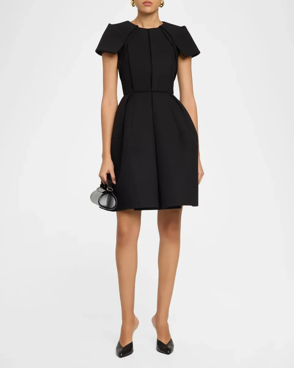 Dice Kayek Pleated Cap-Sleeve Fit-&-Flare Mini Dress | Thumbnail 2 Dice Kayek Pleated Cap-Sleeve Fit-&-Flare Mini Dress | Thumbnail 2