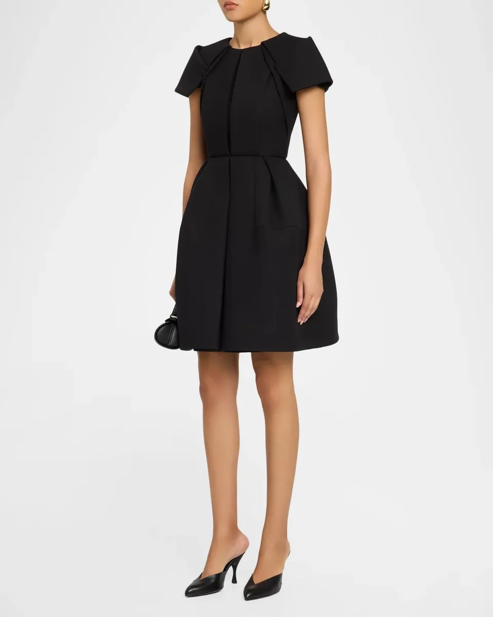 Dice Kayek Pleated Cap-Sleeve Fit-&-Flare Mini Dress | Thumbnail 4 Dice Kayek Pleated Cap-Sleeve Fit-&-Flare Mini Dress | Thumbnail 4