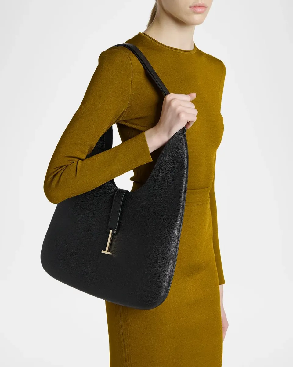 Tom Ford Kara Medium Hanging T Leather Hobo Bag | Thumbnail 2