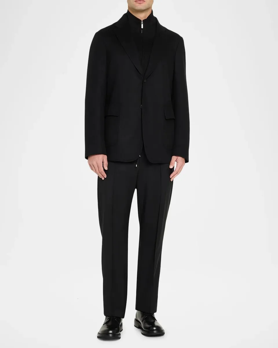 Emporio Armani Notch Lapel Wool-Cashmere Layered Jacket | Thumbnail 2 Emporio Armani Notch Lapel Wool-Cashmere Layered Jacket | Thumbnail 2