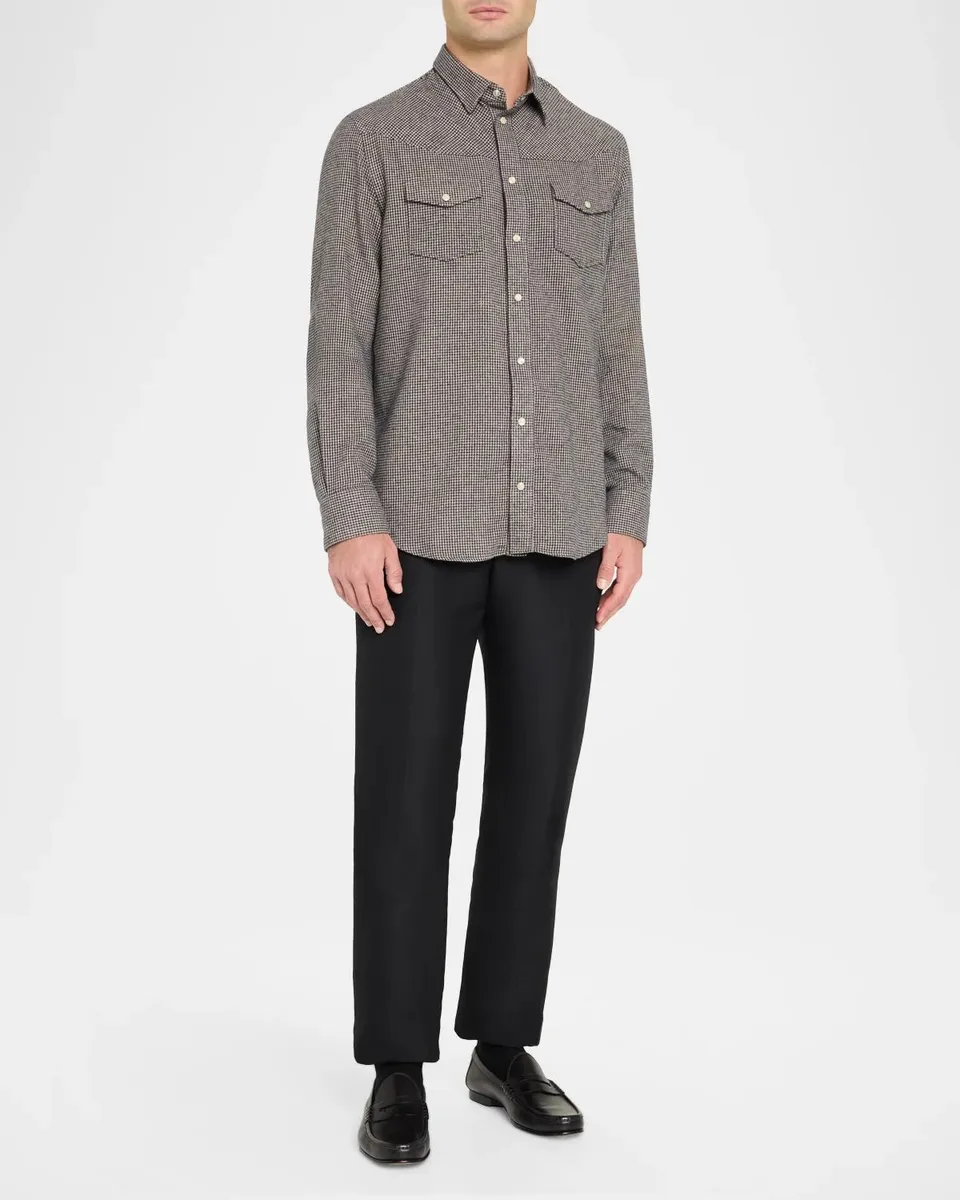 Emporio Armani Houndstooth Cotton-Blend Shirt | Thumbnail 2 Emporio Armani Houndstooth Cotton-Blend Shirt | Thumbnail 2