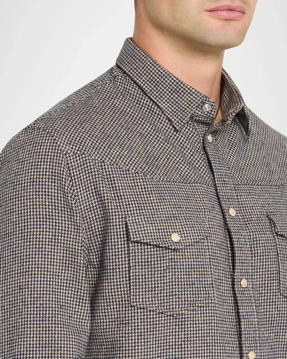 Emporio Armani Houndstooth Cotton-Blend Shirt | Thumbnail 5 Emporio Armani Houndstooth Cotton-Blend Shirt | Thumbnail 5