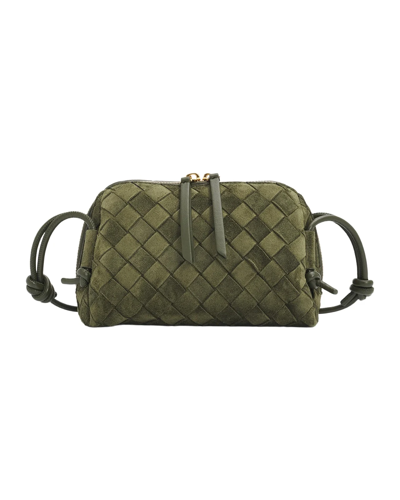 Bottega Veneta Concert Pouch Intrecciato Suede Crossbody Bag